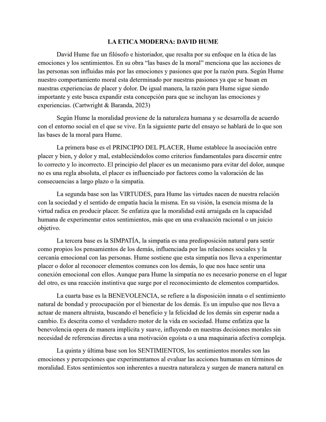 LA ETICA MODERNA: DAVID HUME