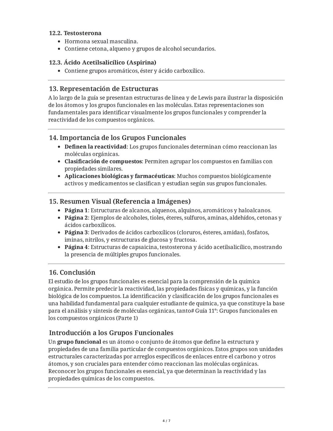 Guía 11°: Grupos Funcionales en los Compuestos Orgánicos
(Resumen Completo)
Introducción a los Grupos Funcionales
Un grupo funcional es un á