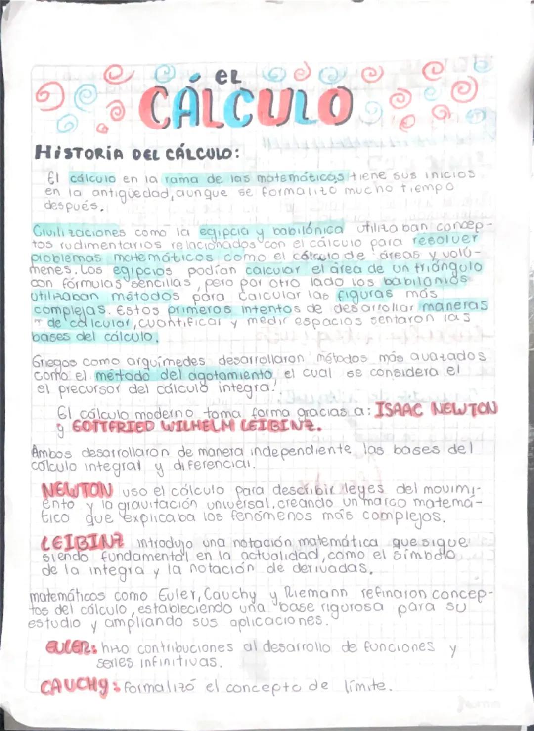 el cálculo, su historia y aplicaciones