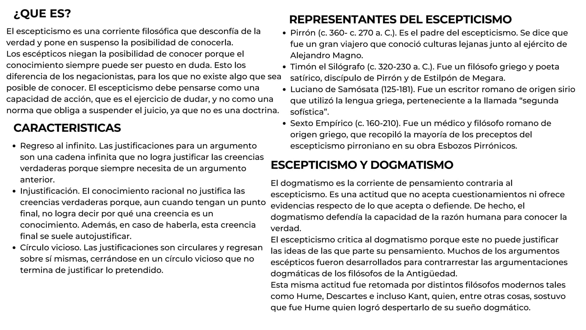 Escepticismo ¿QUE ES?
El escepticismo es una corriente filosófica que desconfía de la
verdad y pone en suspenso la posibilidad de conocerla.