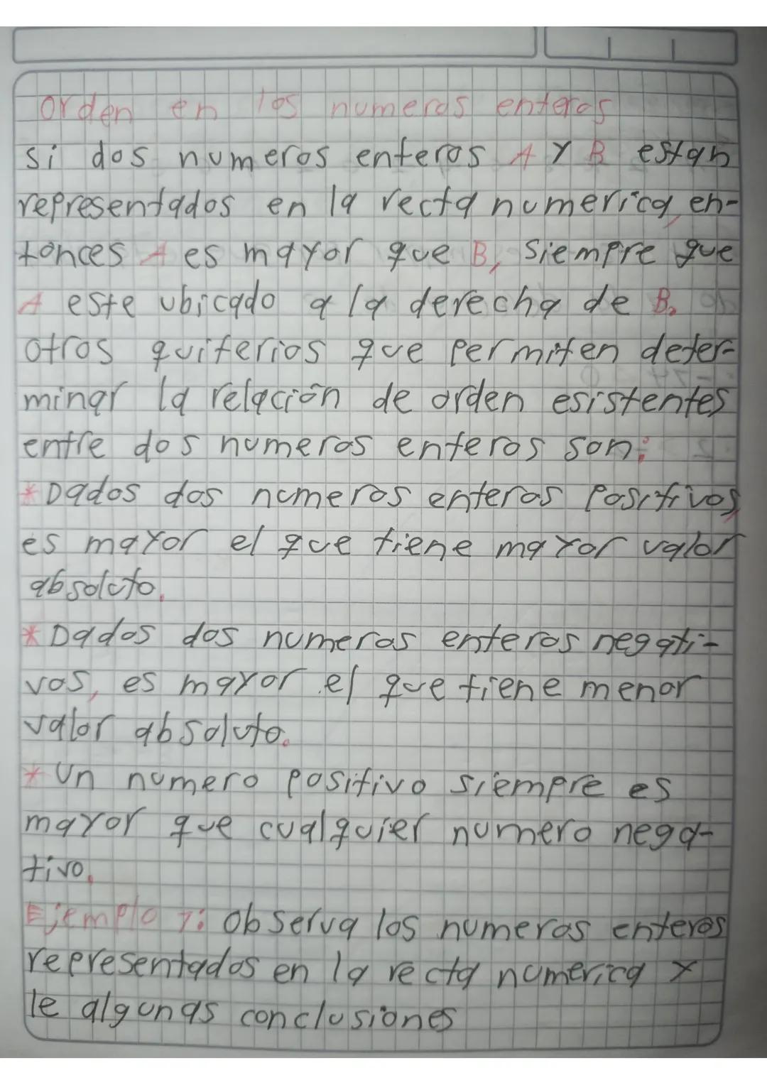 Orden en los números enteros