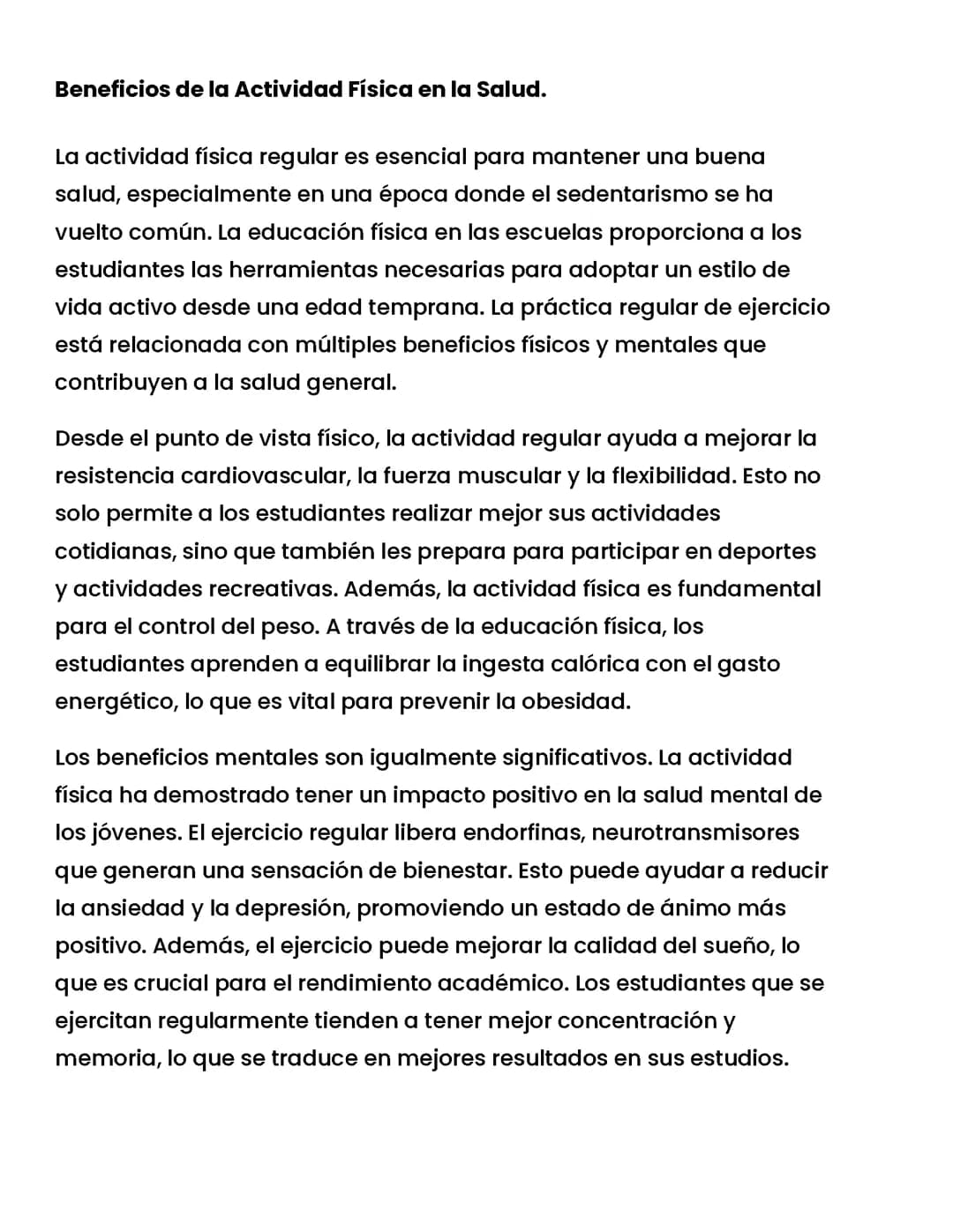Beneficios de la Actividad Física en la Salud.