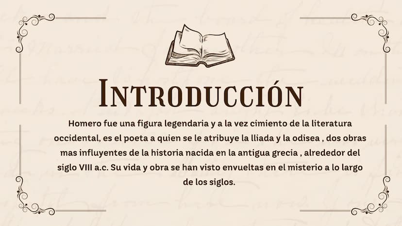 HISTORIA DE
HOMERO
he
now. 01 Introducción
02 Objetivo General
03 Objetivo Especifico
04 Biografia de Homero
ÍNDICE
05
Contenido
06 Conclusi