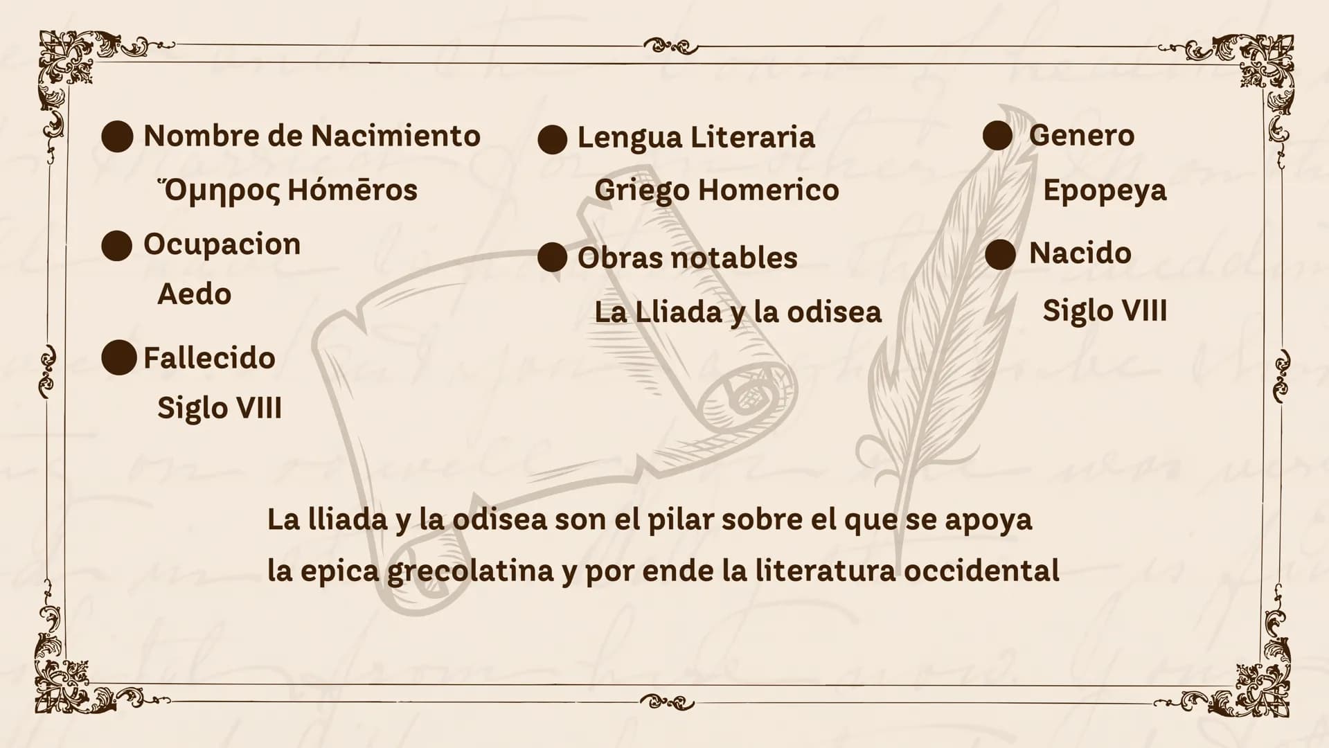 HISTORIA DE
HOMERO
he
now. 01 Introducción
02 Objetivo General
03 Objetivo Especifico
04 Biografia de Homero
ÍNDICE
05
Contenido
06 Conclusi