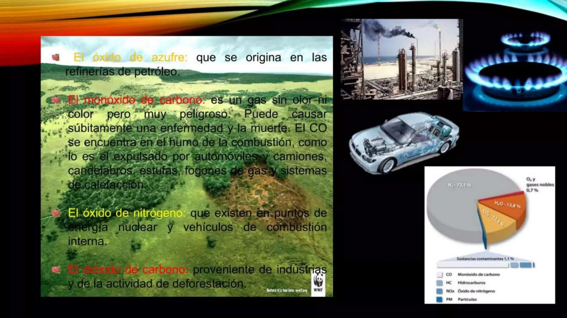 Contaminación del Aire
ww ¿Qué es la contaminación
• Es una mezcla de partículas sólidas y
gases en el aire que perjudican de
forma seria y 