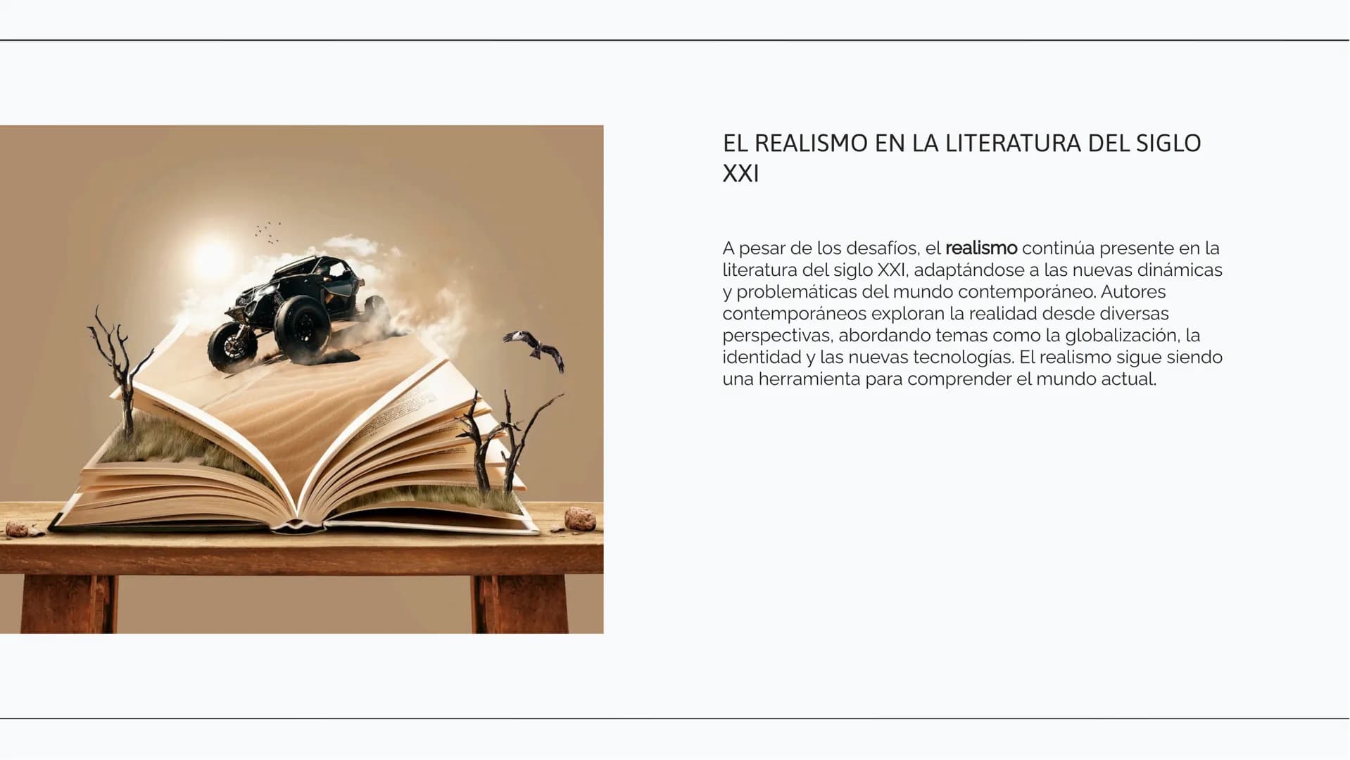 Explorando el
Realismo: Concepto y
Ejemplos en la
Literatura INTRODUCCIÓN AL REALISMO
El realismo es un movimiento literario que busca
repre