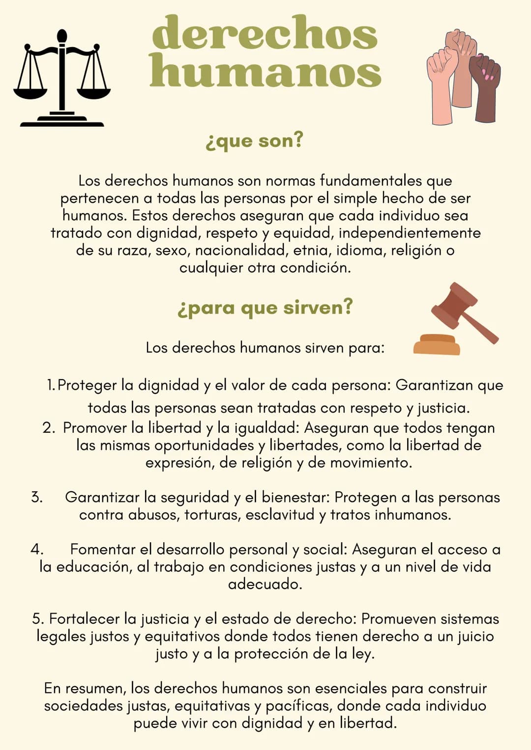 副
3.
4.
derechos
humanos
¿que son?
Los derechos humanos son normas fundamentales que
pertenecen a todas las personas por el simple hecho de 