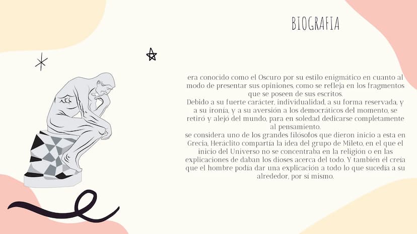 Ж
HERACLITO
* NACIONALIDAD, NACIMIENTO, MUERTE
*
Heráclito nació sobre el 535 a. C. en Éfeso,
entonces parte del Imperio Persa.
Hijo de Blis