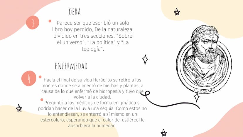 Ж
HERACLITO
* NACIONALIDAD, NACIMIENTO, MUERTE
*
Heráclito nació sobre el 535 a. C. en Éfeso,
entonces parte del Imperio Persa.
Hijo de Blis