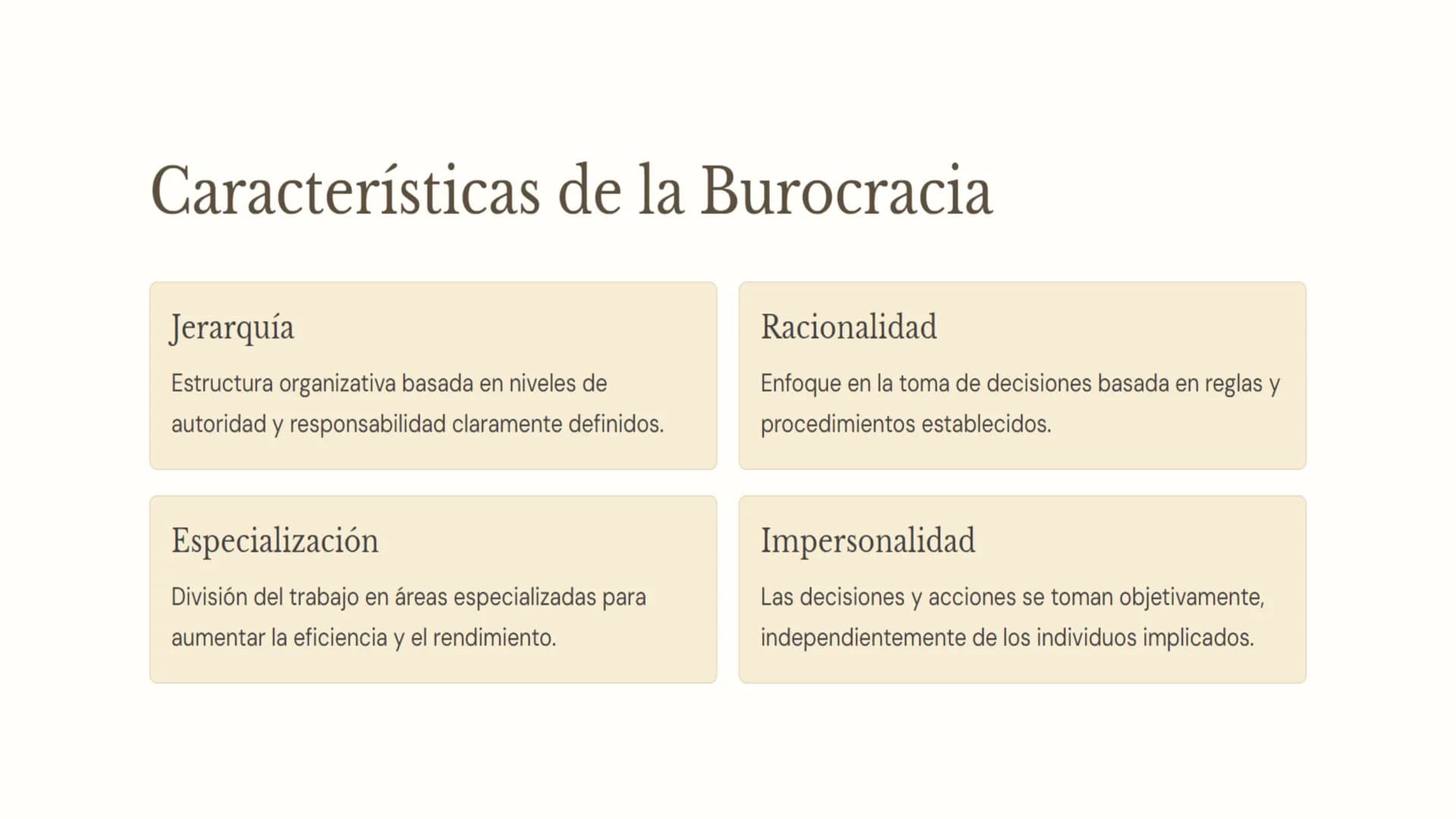 Origen y Fundamentos
La Teoría Burocrática se desarrolló a principios del siglo XX por Max Weber,
busca mejorar la eficiencia organizacional