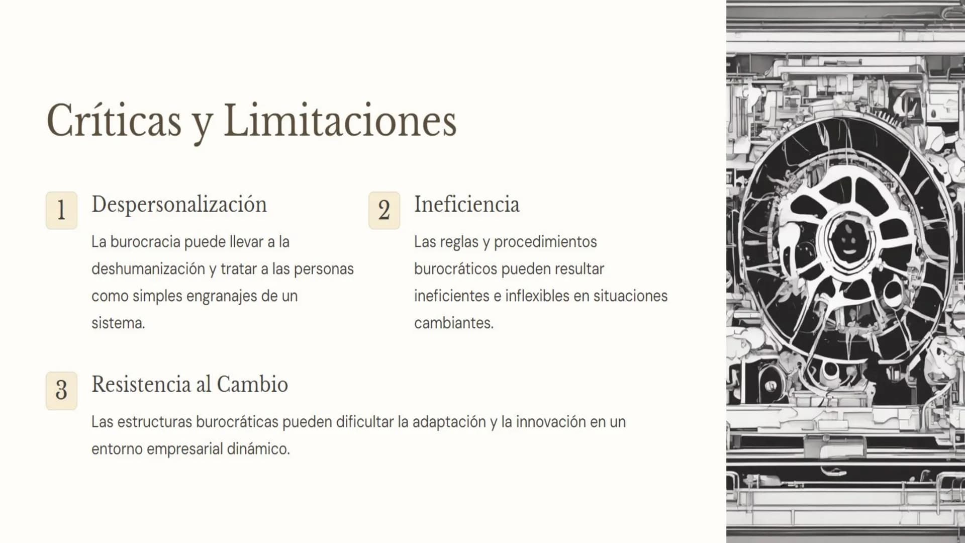 Origen y Fundamentos
La Teoría Burocrática se desarrolló a principios del siglo XX por Max Weber,
busca mejorar la eficiencia organizacional