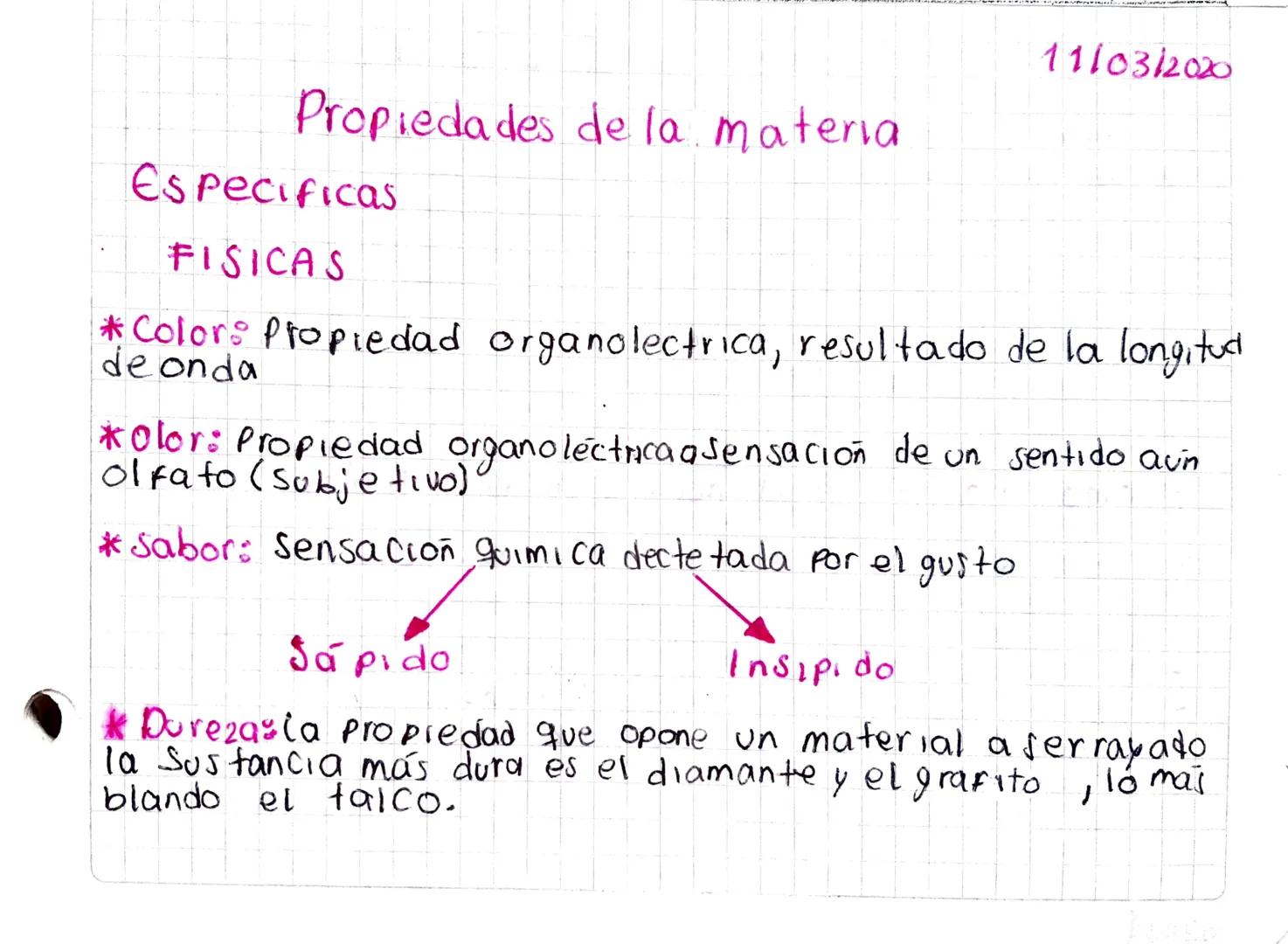11/03/2020

# Propiedades de la materia

## Especificas

### FISICAS

*   Color: Propiedad organolectrica, resultado de la longitud
de onda
