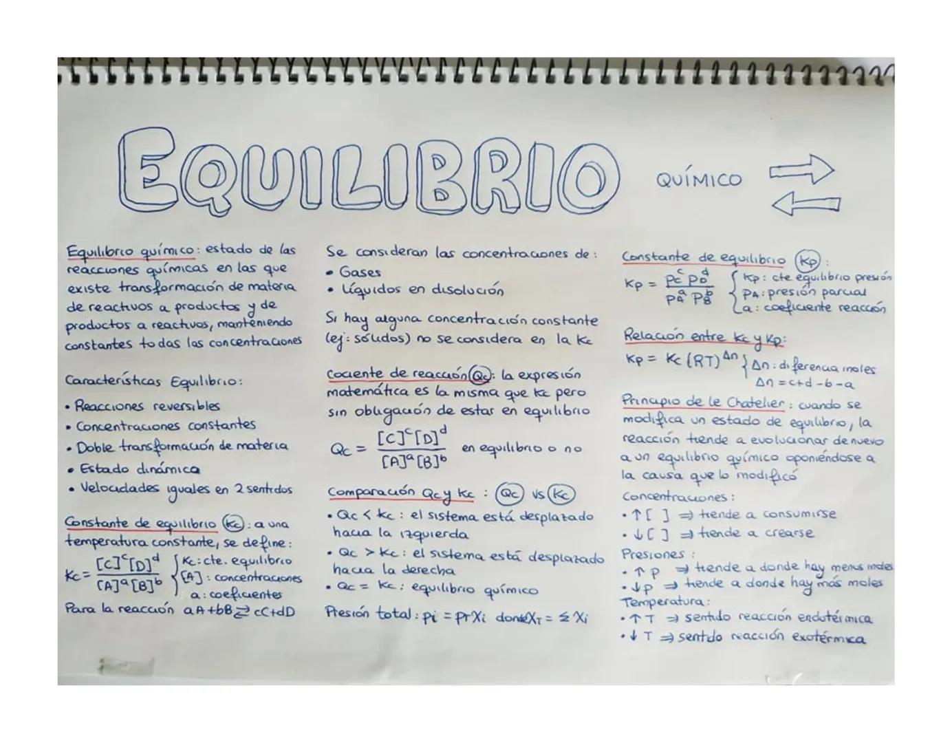 EQUILIBRIO
Equilibrio químico: estado de las
reacciones químicas en las que
existe transformación de materia
de reactivos a productos de
pro