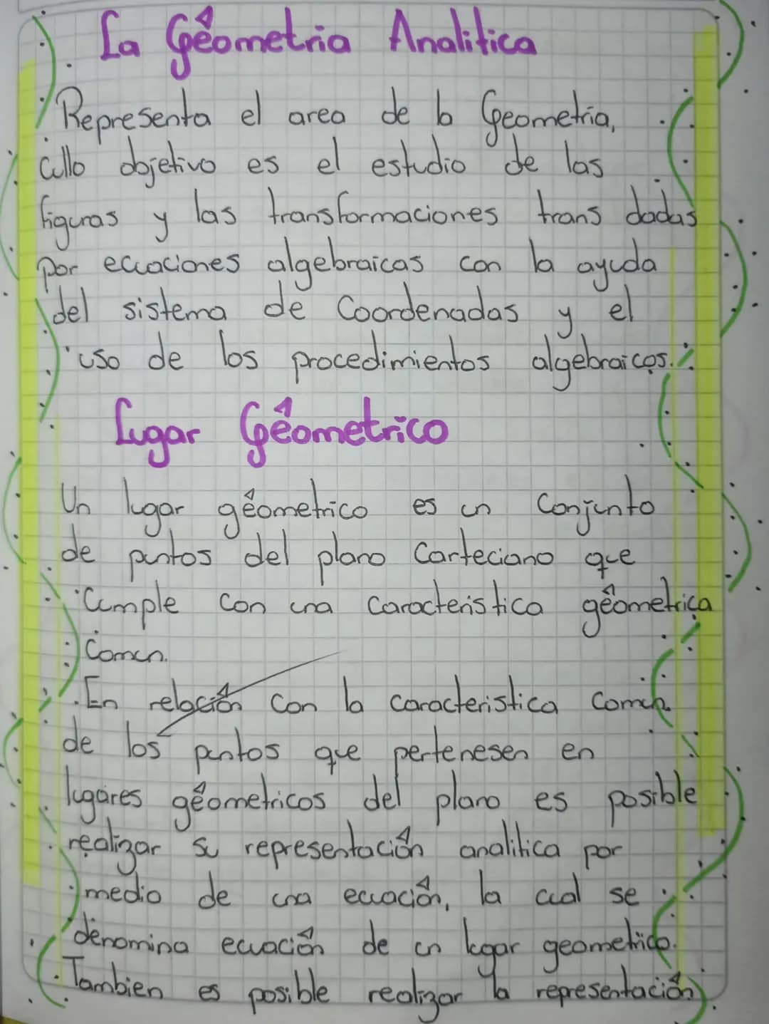 La Geometria Analitica
/ Representa el area de bo Geometria,
es el estudio de las
las transformaciones trans dodas
Cullo objetivo
figuras y
