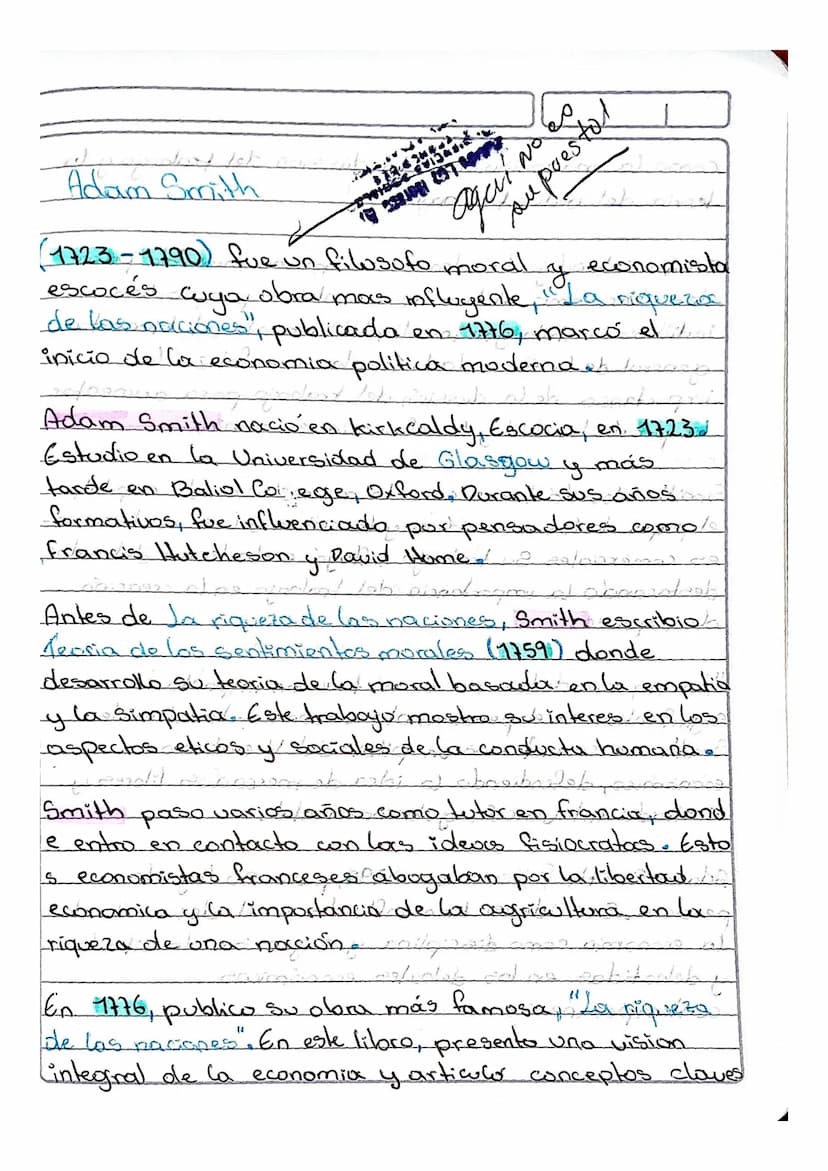 Adam Smith
IN G
retsand me
aqui no 20
(1723-1790) fue un filosofo moral
escocés
Cuya obra
y
economista
mas influyente, "La riquero
de las na