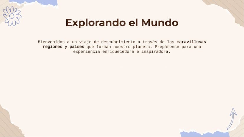 пос
Explorando el
Mundo: Una Mirada a
las Regiones y Países Explorando el Mundo
Bienvenidos a un viaje de descubrimiento a través de las mar
