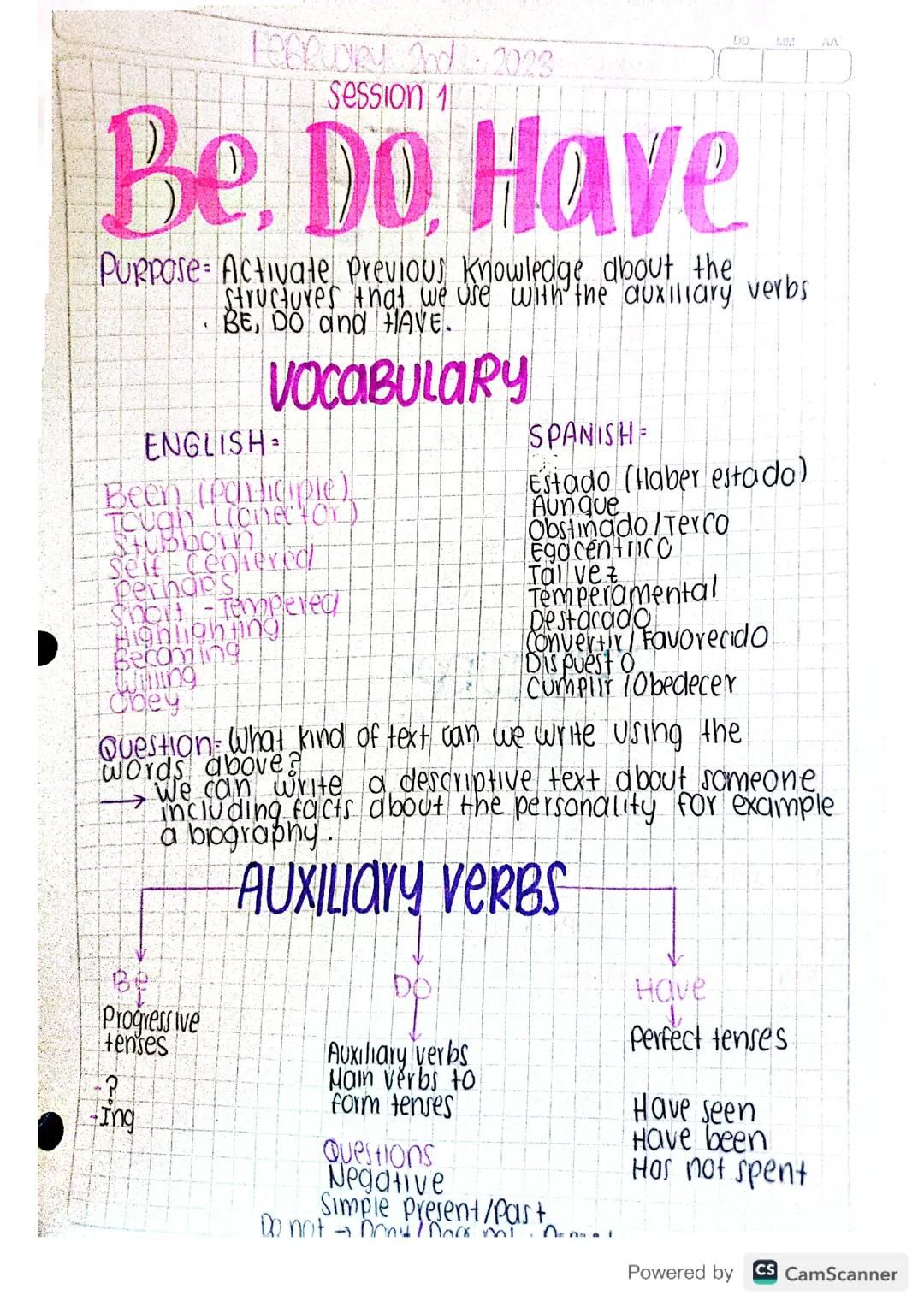 VERBOS AUXILIARES - BE, DO. HAVE