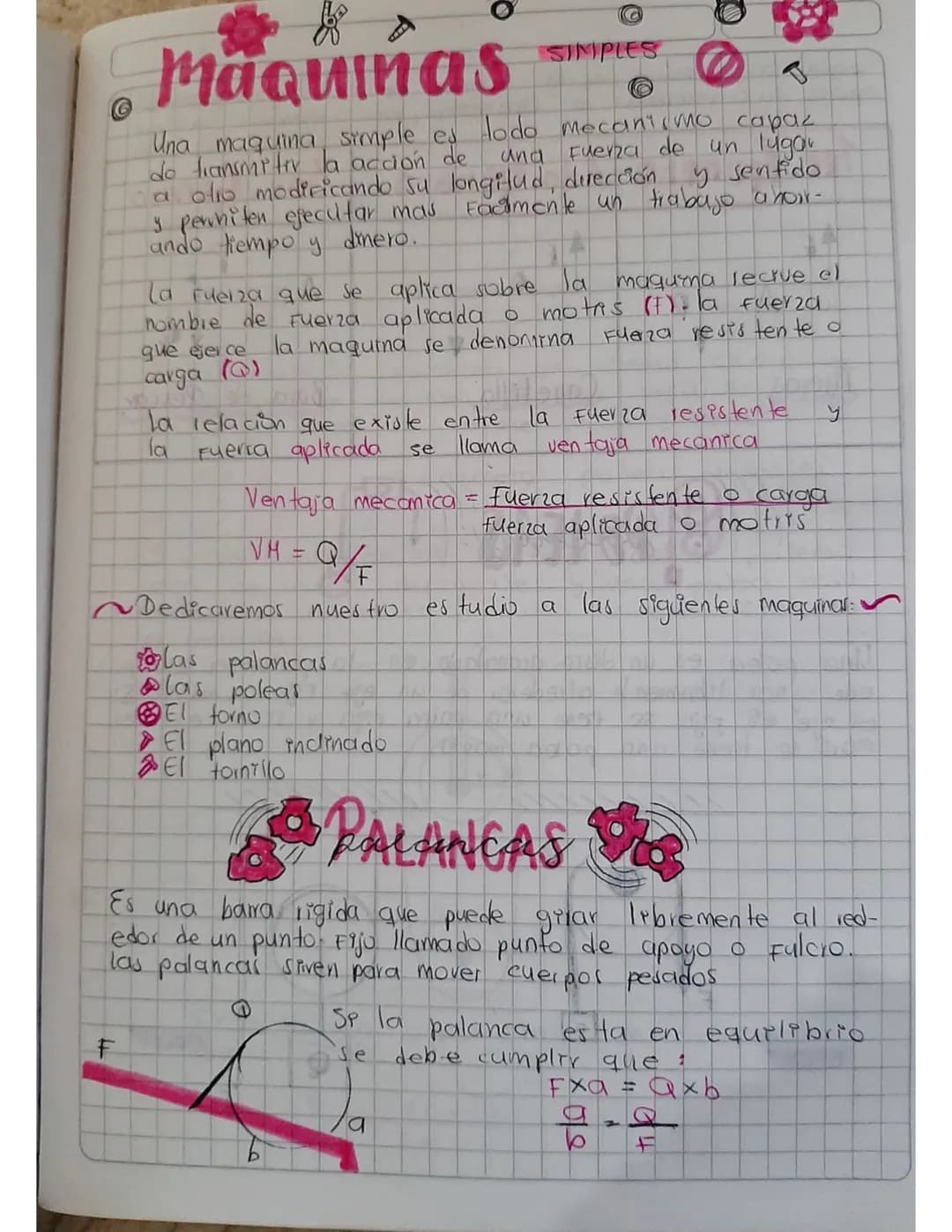 F
Maquinas
C
SIMPLES
Una maquina simple es todo mecanismo capaz
do transmiter la acción de
and
Fuerza de
у
un lugar
sentido
a olio modifican