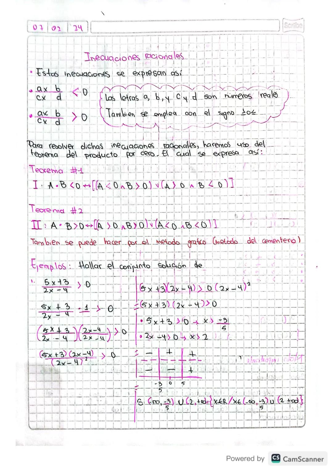 07 02
24

Inecuaciones racionales.

• Estas Inecuaciones se expresan así

$
\frac{ax}{cx} \frac{b}{d} <0
$

$
\frac{ax}{Cx} \frac{b}{d} >0
$