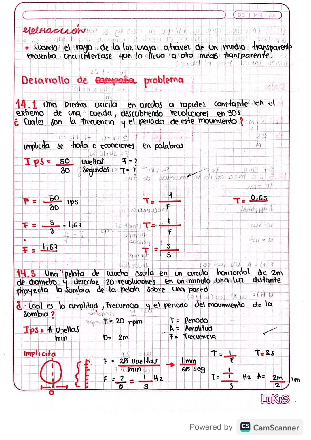 DD MMAA

Movimientos of a s
armonico
Somple

Descubrimos ese tipo de movimiento calculando la posicion y
velocidad en Función del Tiempo, si