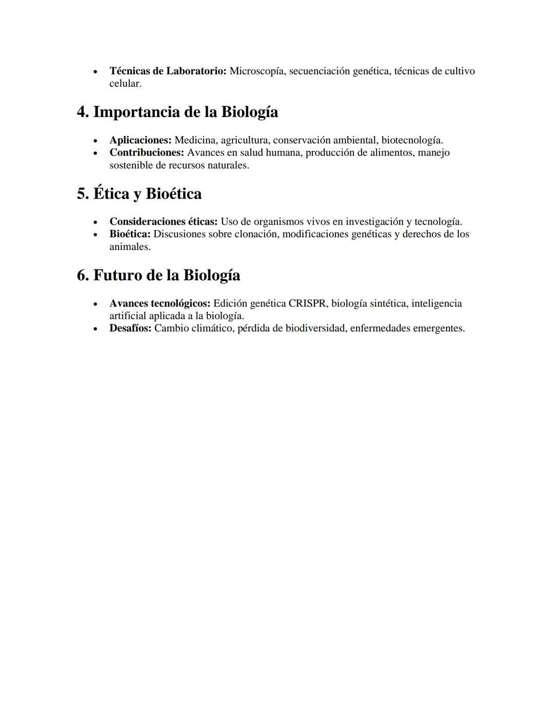 Introducción a la Biología
APUNTES//
1. Definición y Objetivos
•
•
Definición de Biología: Ciencia que estudia los seres vivos y los proceso