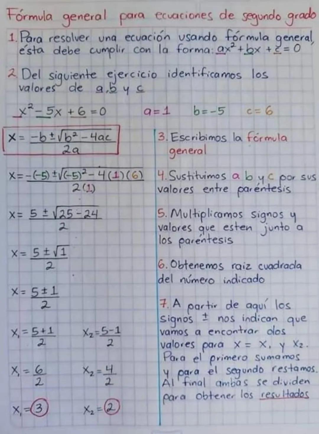 # Fórmula general para ecuaciones de segundo grado

1. Para resolver una ecuación usando fórmula general,
esta debe cumplir con la forma: $a