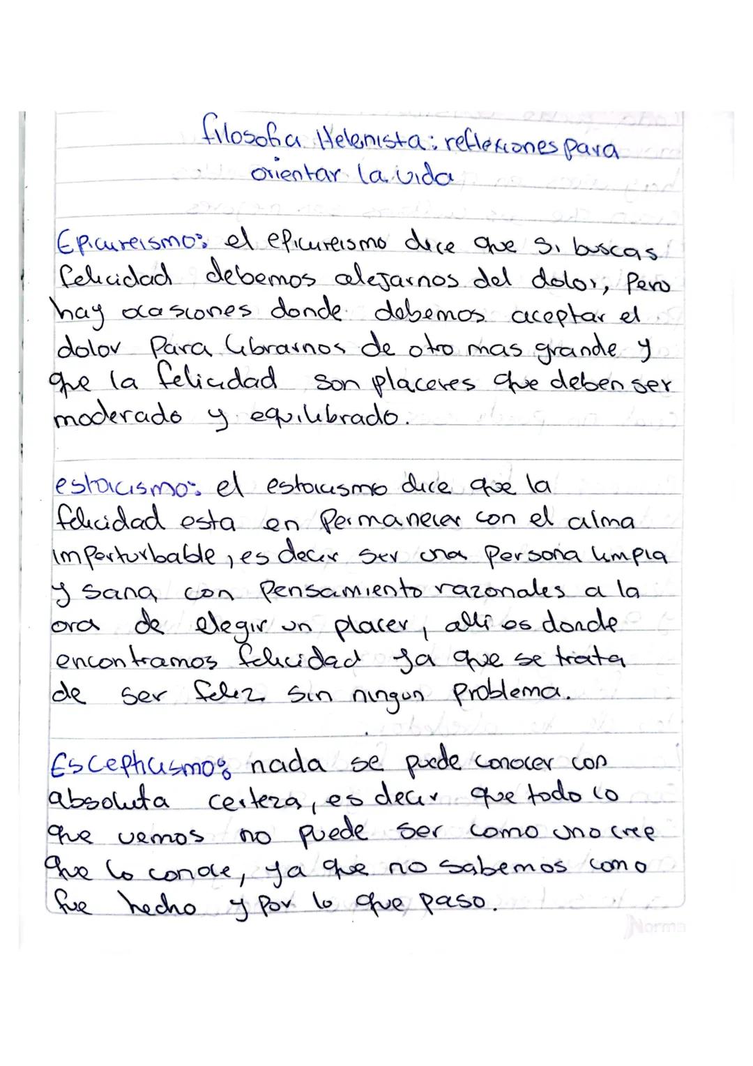 filosofia Helenista: reflexiones para.
orientar la vida
Epicureismo: el epicureismo dice que Si buscas
felicidad debemos alejarnos del dolor
