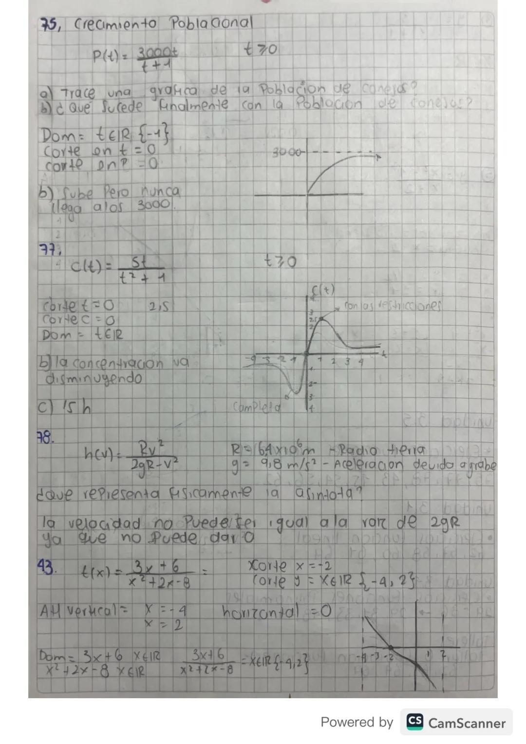 75, Crecimiento Pobla Gonal

P(t)= $\frac{3000t}{t+1}$  $t \geq 0$

a) Trace una aralica de la Poblacion de conejos?
b¿Que sucede finalmente