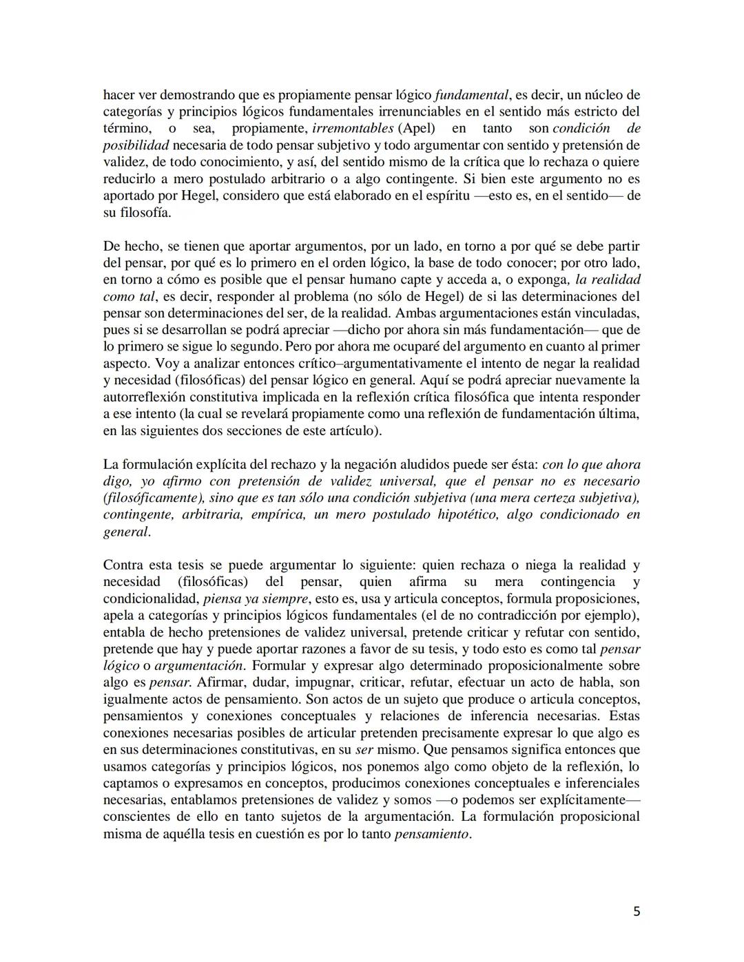 # LA RAZÓN AUTORREFLEXIVA COMO PRINCIPIO DE LA FILOSOFÍA DE
HEGEL

Mario Rojas Hernández

Para Hegel la autorreflexividad de la razón es pri