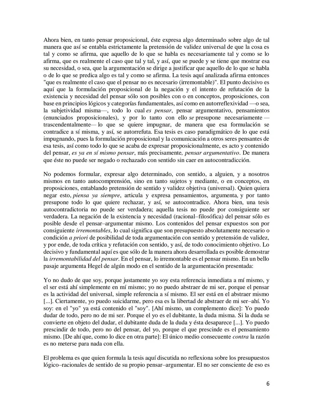 # LA RAZÓN AUTORREFLEXIVA COMO PRINCIPIO DE LA FILOSOFÍA DE
HEGEL

Mario Rojas Hernández

Para Hegel la autorreflexividad de la razón es pri