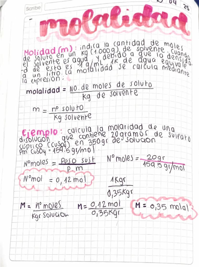 15 01 24
# Soluciones
Scribe
una solución es una mezcla Fisicamente nomogénea
Formada por dos o más sustancias que reciben el nombre
de solv
