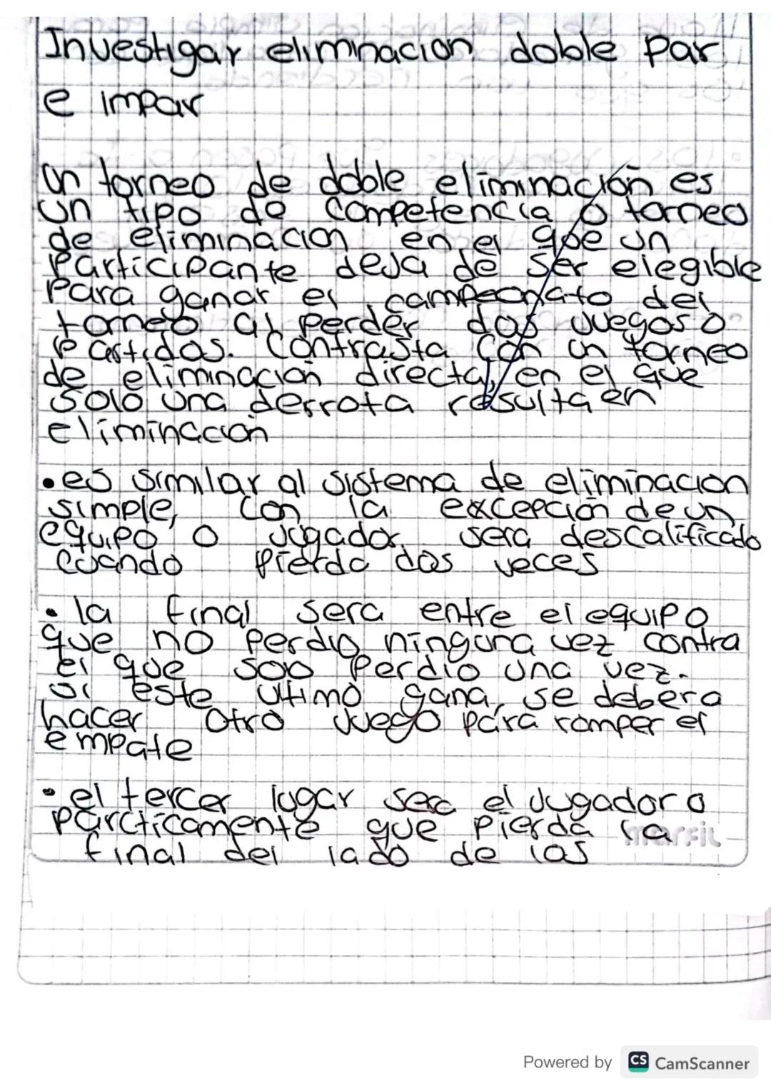 Investigar eliminacion doble par
e impar
on torneo de doble eliminación es
un tipo do competencia o forned
de eliminacion en el que un
Parti