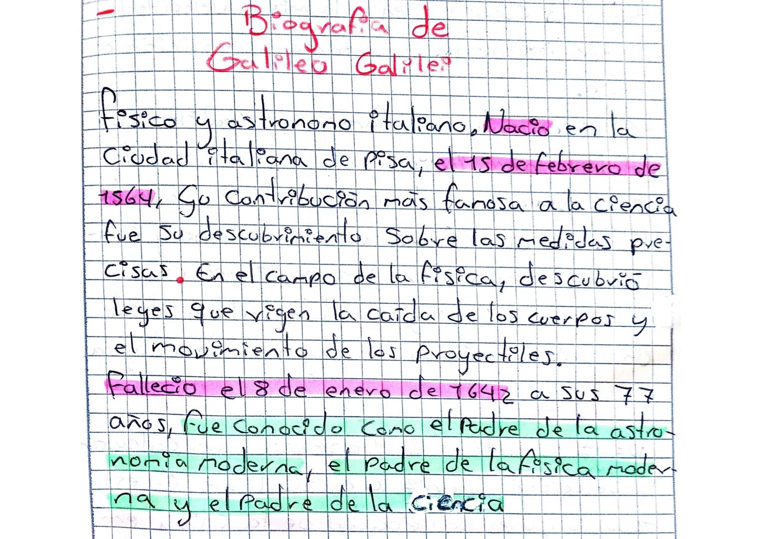 fisico
Biografia de
Galileo Galilei
astronomo italiano, Nacio en la
y
Ciudad italiana de Pisa, el 15 de febrero de
1564, Go Contribución más