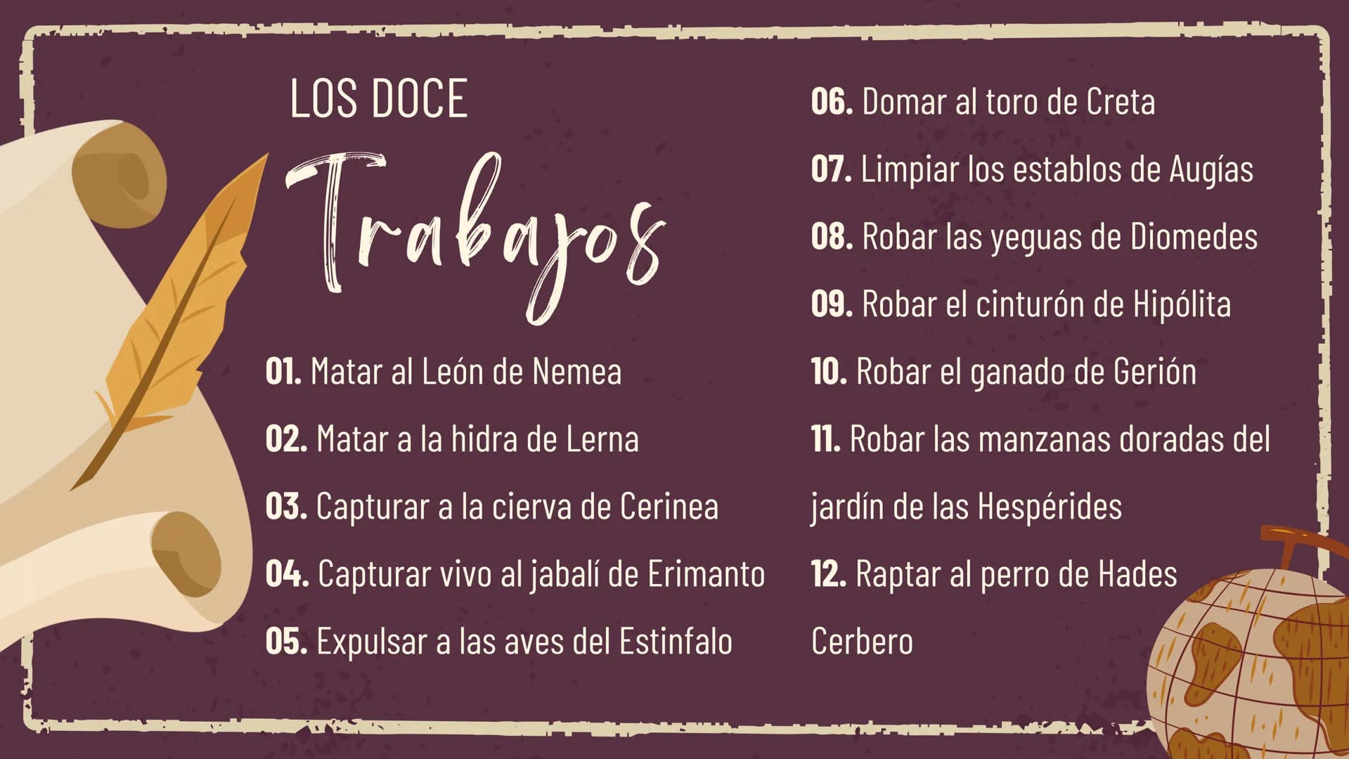 LOS DOCE TRABAJOS DE
Hércules
15
Marzo 2024 Contexto Histórico
Heracles quien fue producto de una infedelidad
entre el Dios zeus y la mortal