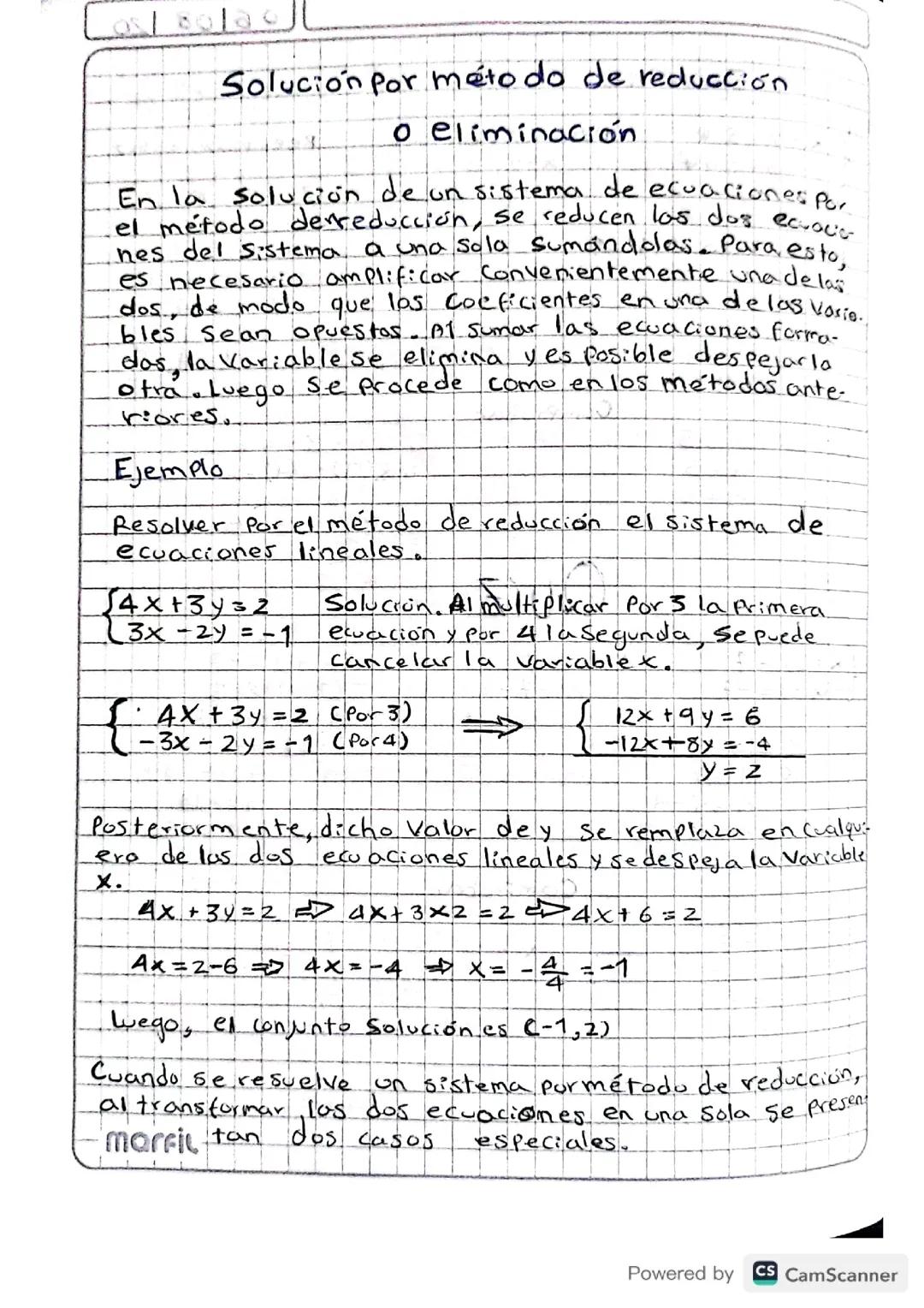 Solucion por método de reducción
