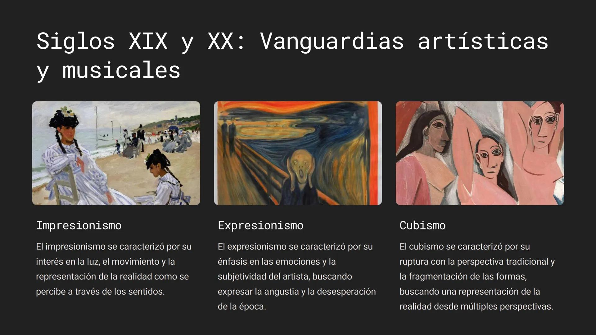 # Historia del
Arte y la Música

El arte y la música han acompañado al ser humano desde la antigüedad,
reflejando sus creencias, valores y e