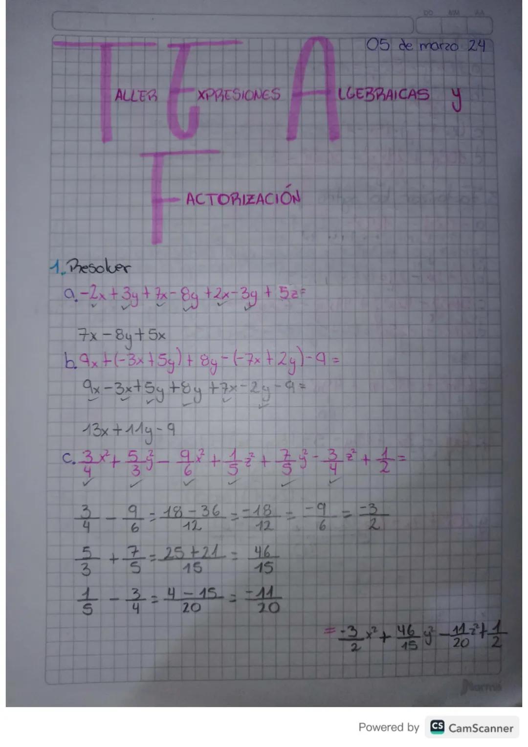 =41-8
#88
4
49
81
8
9
Expresiones
Algebraicas
Ona expresión algebraica es una forma
emplea constantes, variables, operaciones
signos de agru