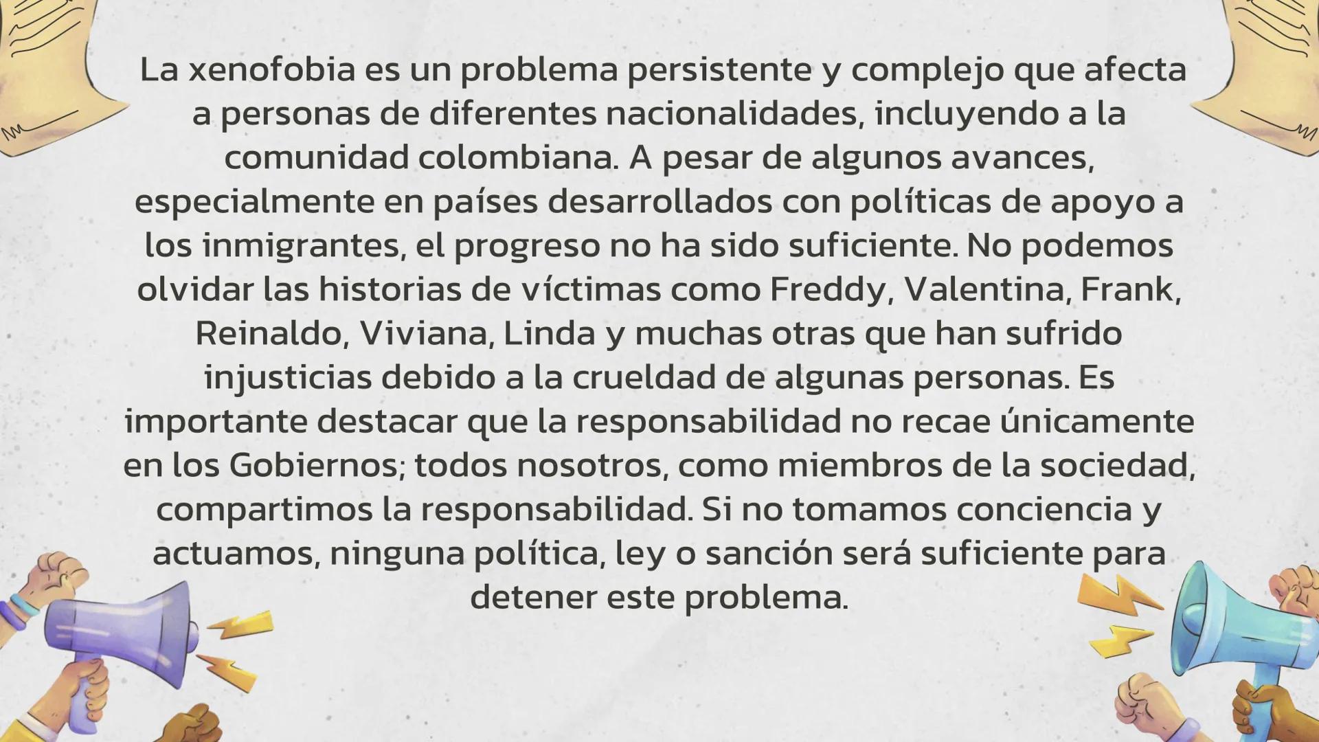 1.
AGENDA EXPOSITIVA
Planteamiento del problema.
2. Pregunta de investigación.
3. Hipótesis.
4. Situación de xenofobia a colombianos a nivel