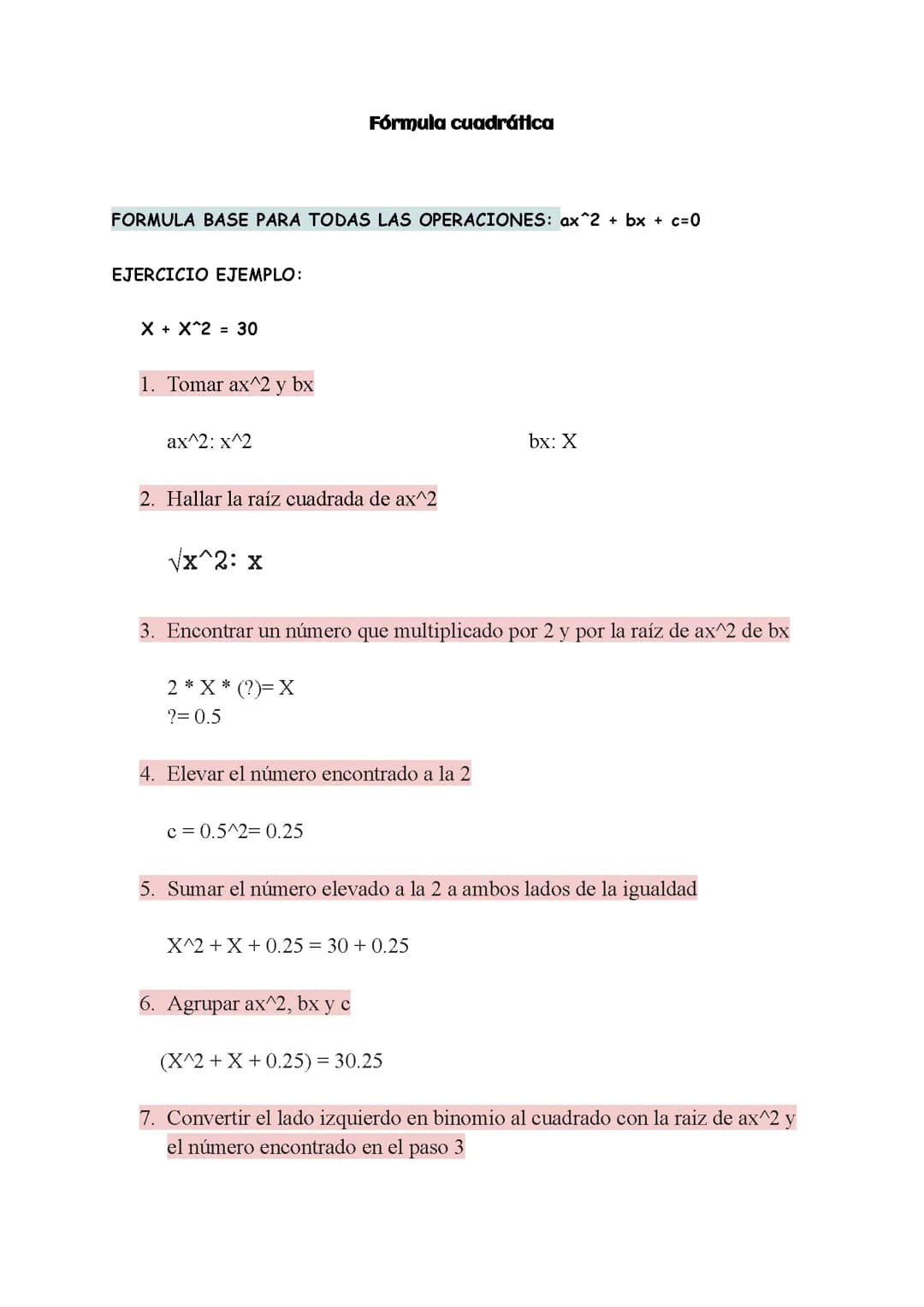 Formula cuadratica 