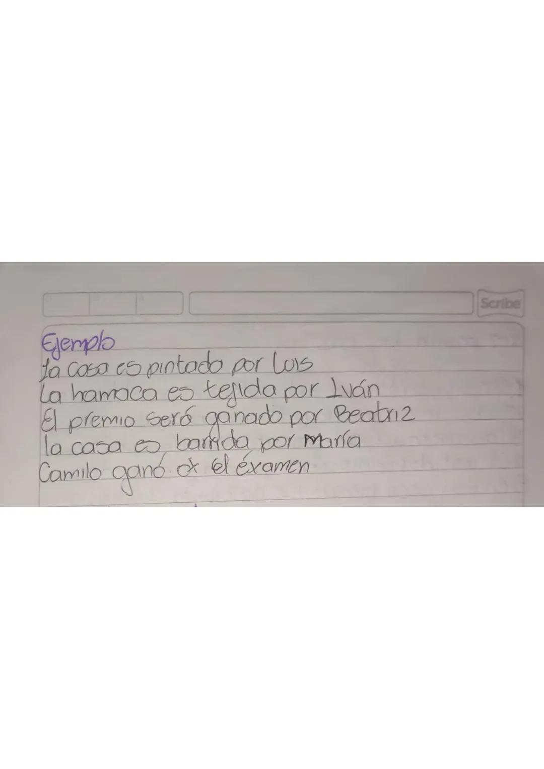 Scribe
# Oración activa y pasiva.
## Conceptualización

Oraciones activas En estas oraciones el
Sujeto es quien realiza la acción del verbo.