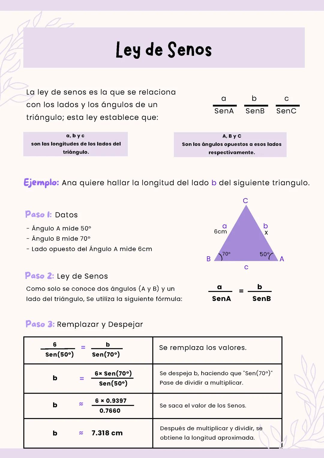 Ley de Senos y Cosenos: Fórmulas y Ejercicios Resueltos