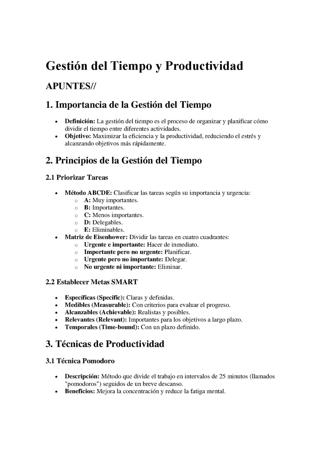 Gestión del Tiempo y Productividad