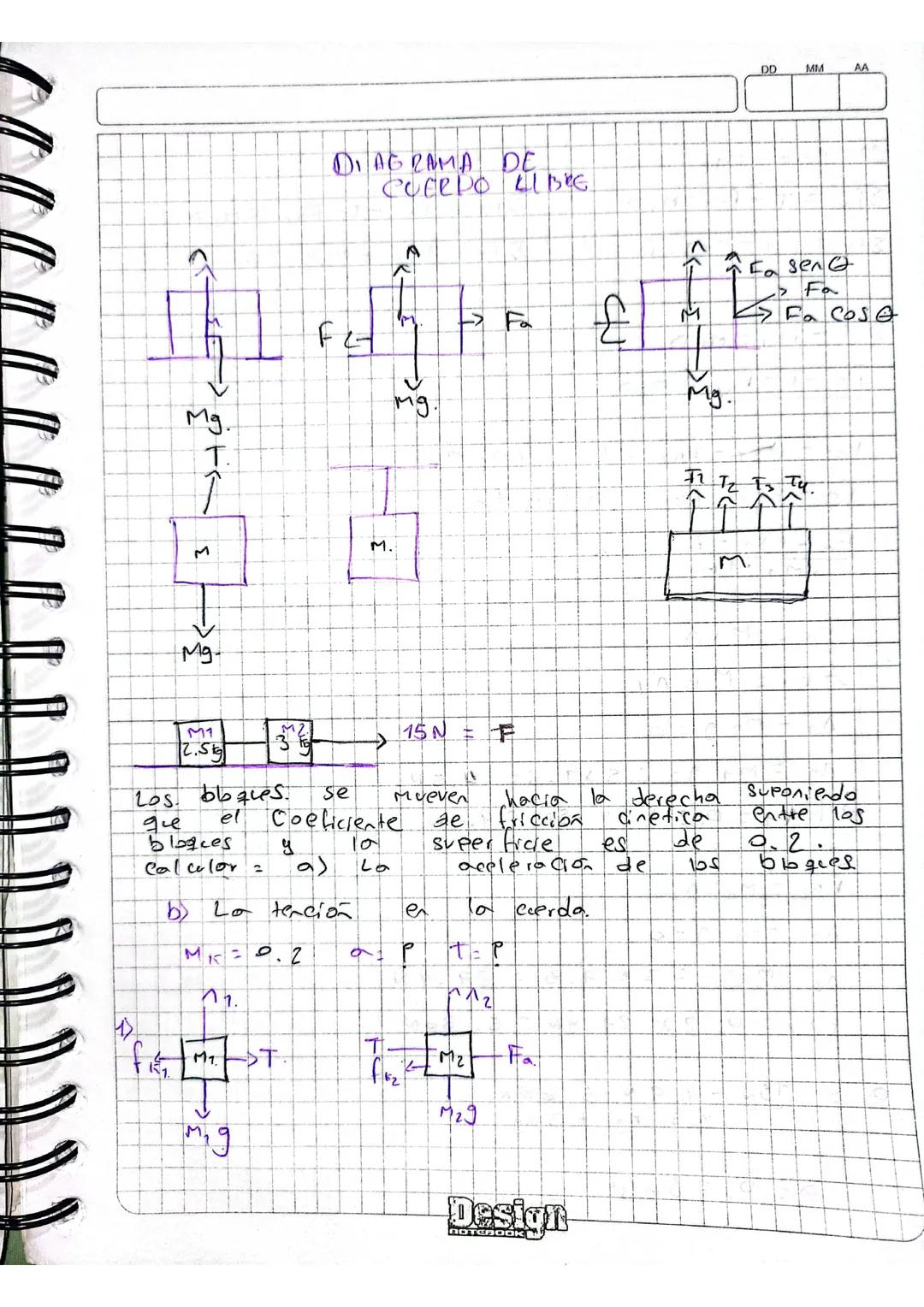 DIAGRAMA DE
CUERDO LIBRE
Mg.
T.
F
mg.
M
M.
Mg-
Fa
£
M
Mg.
F<-
DD
MM
AA
Fa senc
Fa
→Fa Cose
32
M1
2.5
Los. bbques.
для
Coeficiente
el
blogces