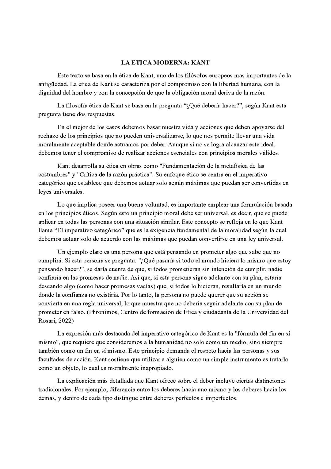 Ética Moderna: Kant