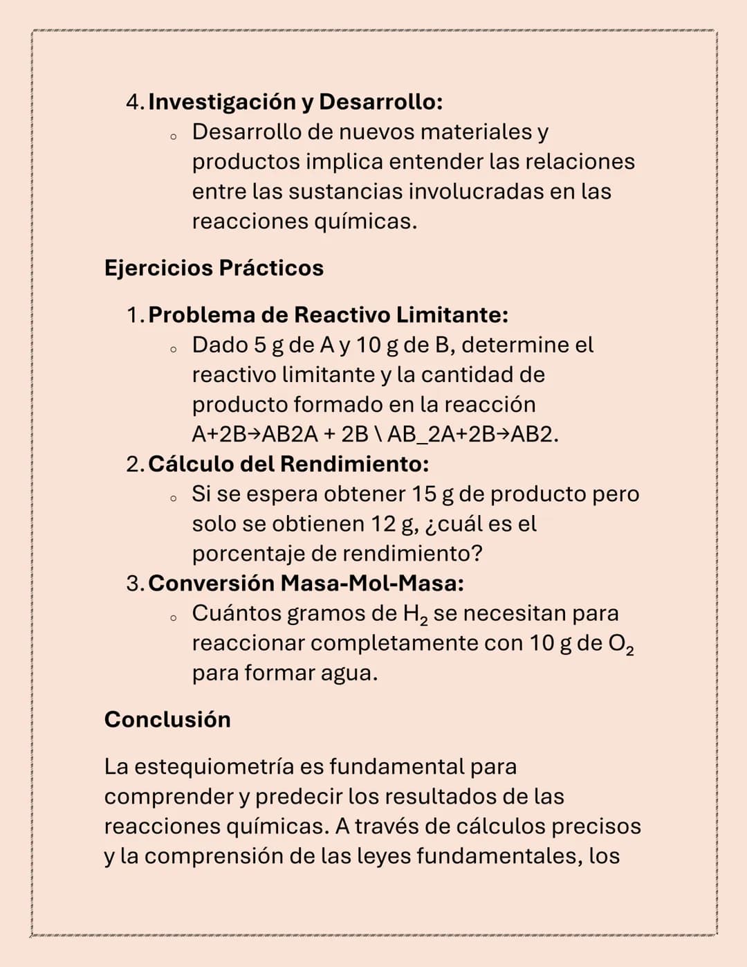 ESTEQUIOMETRÍA
La estequiometría es la rama de la química que
estudia las relaciones cuantitativas entre los
reactivos y productos en una re