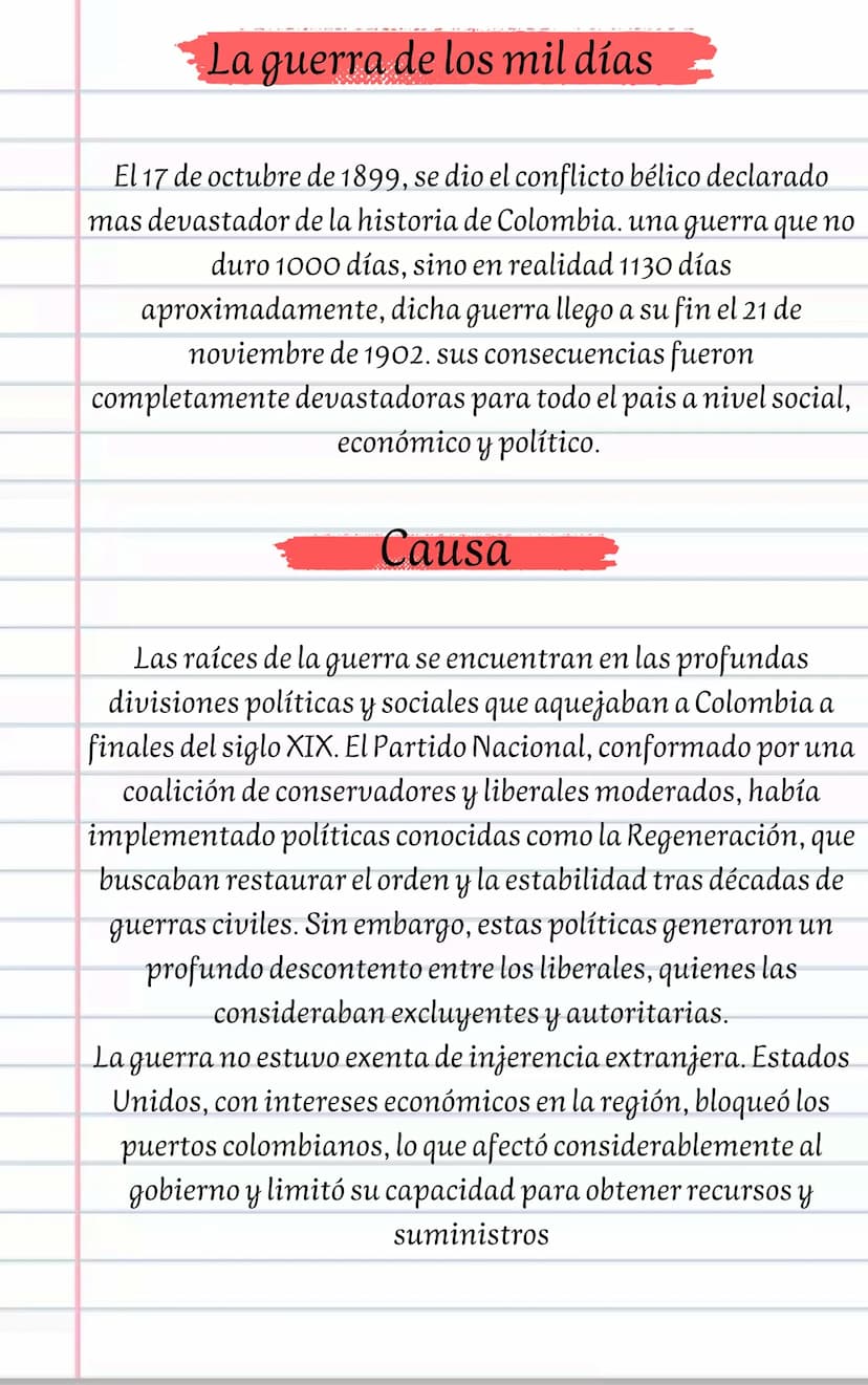 La guerra de los mil días
El 17 de octubre de 1899, se dio el conflicto bélico declarado
mas devastador de la historia de Colombia. una guer