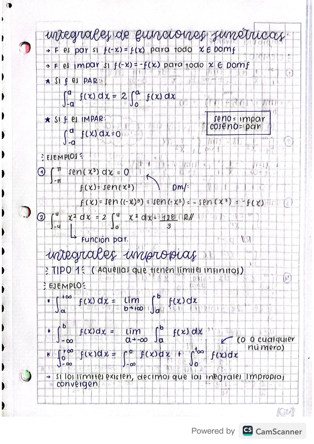 integrales de funciones junétricas
Fes par si f(x) = f(x) para todo x E DOMf
→ F es impar si f(x) = f(x) para todo x & Domf
ASI PAR:
ra
-a
r