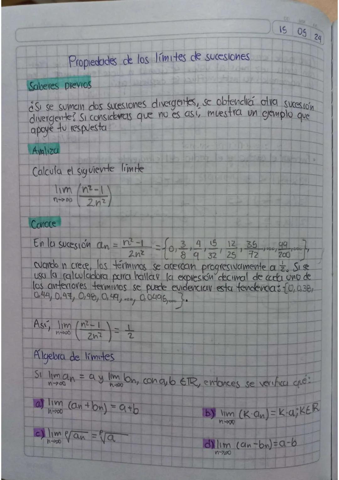 Apuntes Matemáticas- Límites de sucesiones