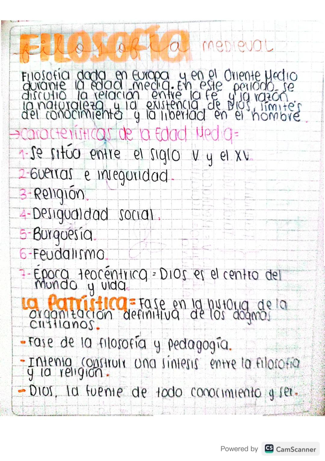 # Filosofia medieval

Filosofía dada en Europa y en el Oriente Medio
durante la edad medig. En este periodo se
discutio la relación entre la