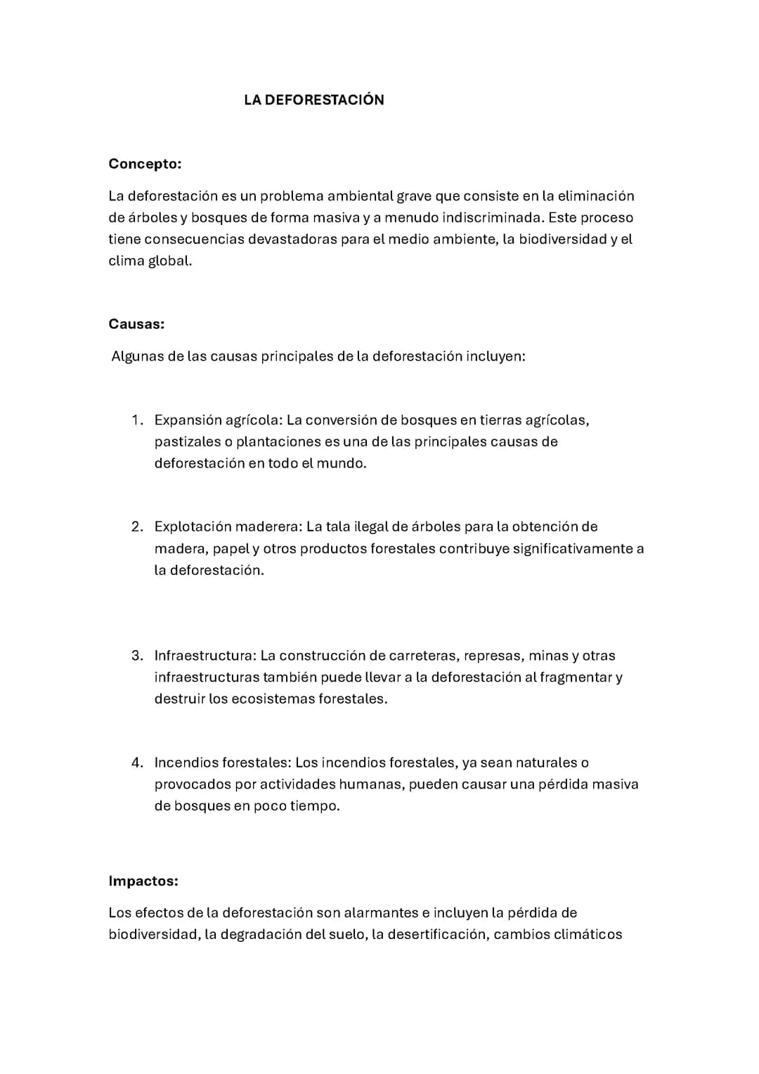 La deforestación 
